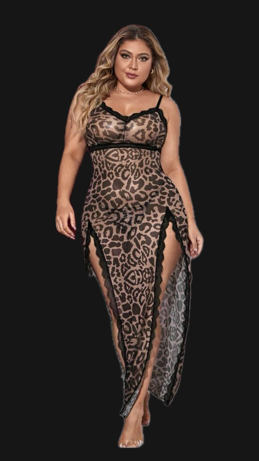 Long Leopard Lace dress